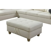 Ainehome Faux Leather Storage Ottoman Bench Rectangular Footrest with Foam Padded Seat,White