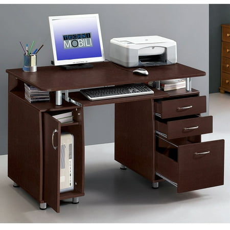 Bookcase Secretary Desk - Ktaxon Brown Computer PC Desk Home Office Study Writing Table 3 Drawers Bookcase