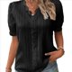 thumbnail image 1 of Blusa Elegante de Encaje con Cuello en V y Corta para Mujer Negro M, 1 of 8