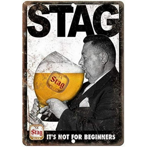 Vintage Metal Tin，Wisesign Stag Beer Not for Beginners Retro Ad Retro Metal Tin Signs Beer 8X12 Inches, Plaque Poster for Bar Pub Beer Home Wall Decor Art，tin sign
