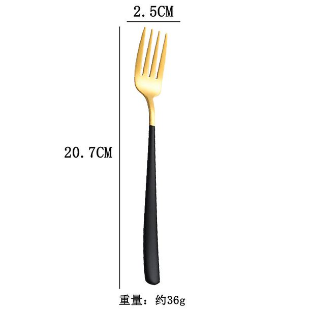 Tenedor de acero inoxidable WEIHJMXG 6 piezas dorado y negro