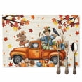 thumbnail image 2 of Thanksgiving Truck Placemats Set of 2 Autumn Scarecrows Maple Leaf Pumpkin Beige Heat Insulated Linen Place Mats, Washable Stain-Proof Table Mats for Dining Tables Holiday Decor 13x19inch, 2 of 9