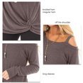 thumbnail image 2 of Tops De Manga Larga Con Nudo Torcido Para Mujer Tops De Manga Larga De Un Hombro Para Mujer Mujeres Casual Manga Larga Túnica Tops Solo Hombro Color Sólido Camiseta Para Fiesta ANGGREK  No, 2 of 6