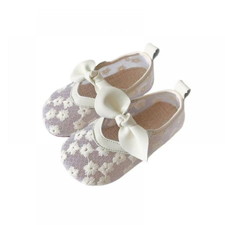 

Baby Girl Shoes Newborn Princess Bowknot Soft Sole Ballet Shoes Toddler Lace Mesh Crib Dress Shoes for Wedding Party School White