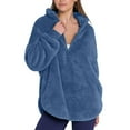 thumbnail image 2 of Penkiiy Womens Loose Casual Zipper Sherpa Fleece Pockets Pullover Sweatshirt for Women 2XL Blue, 2 of 9