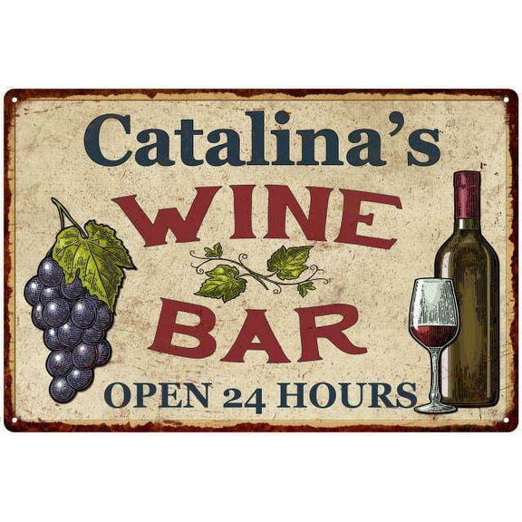 Catalina's Rustic Wine Bar Sign Wall Décor Kitchen Gift 8 x 12 Matte Finish Metal 108120056932