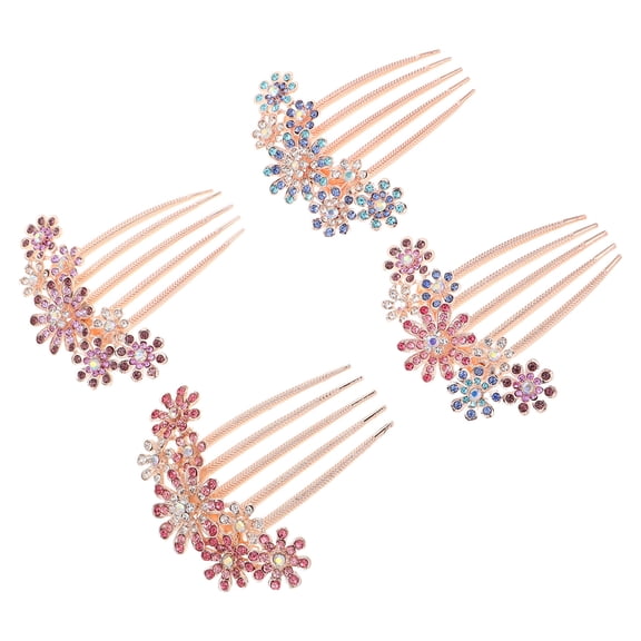 EXHUMKY 4Pcs Vintage Rhinestone Hair Barrettes Functional Hair Clips for Updos