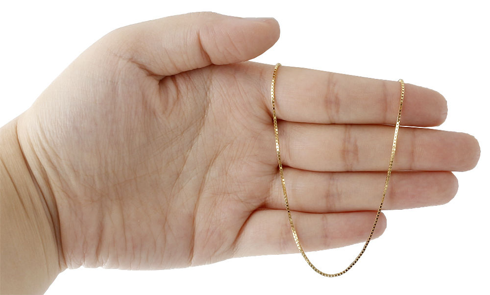 10K Yellow Gold 1MM Solid Box Chain Necklace 20" Length