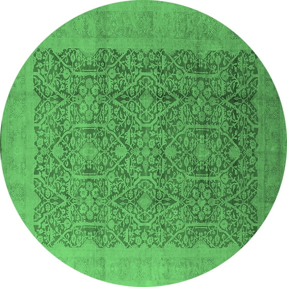 Ahgly Company Indoor Round Oriental Emerald Green Traditional Area Rugs, 6' Round