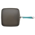 thumbnail image 3 of Rachael Ray 11" Cucina Hard-Anodized Nonstick Shallow Square Griddle, Gray with Agave Blue Handle, 3 of 13