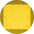 thumbnail image 1 of Ahgly Company Indoor Round Solid Yellow Modern Area Rugs, 4' Round, 1 of 4