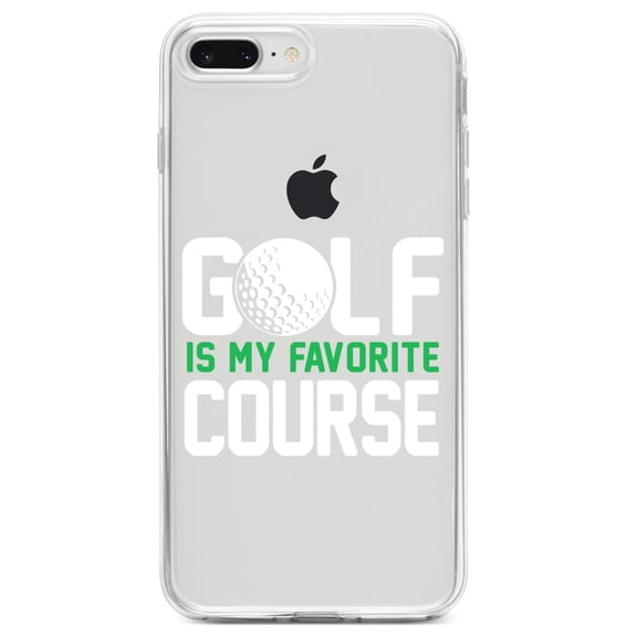 DistinctInk Clear Shockproof Hybrid Case for iPhone 7 PLUS / 8 PLUS (5.5" Screen) TPU Bumper Acrylic Back Tempered Glass Screen Protector - Golf Is MY Favorite Course