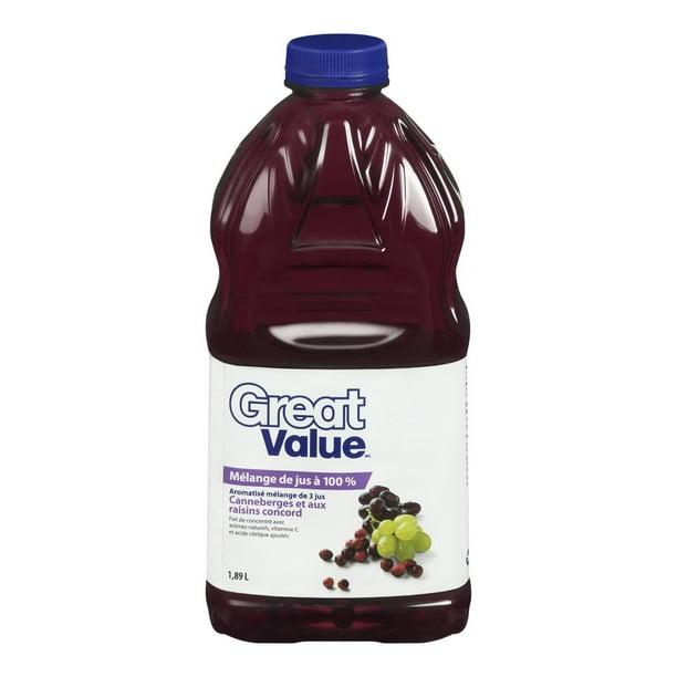 Great Value 100% Juice Blend Cranberry & Concord Grape - Walmart.ca