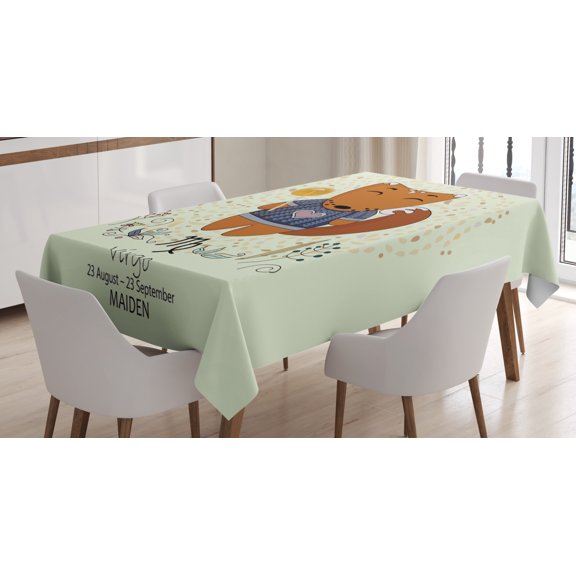 Ambesonne Zodiac Virgo Tablecloth Rectangular Table Cover, Horoscope Design, 60"x90", Multicolor