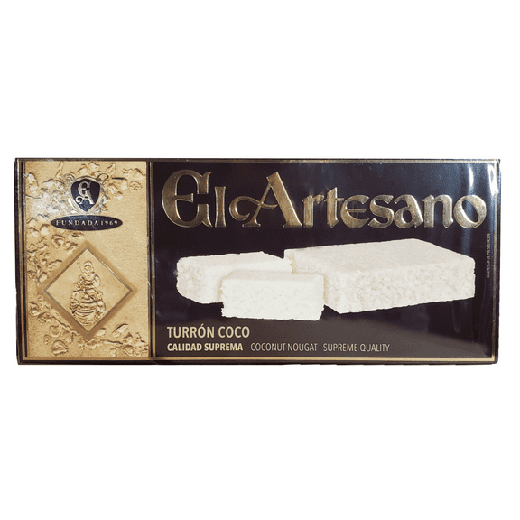 El Artesano Coconut Soft Nougat Turron Bar, 7 oz (200g)