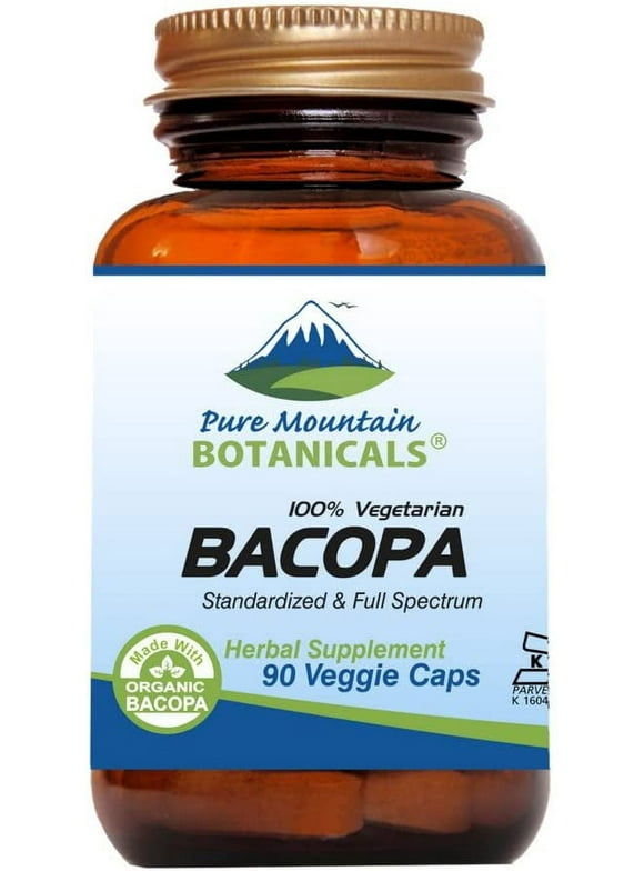 Bacopa Monnieri Capsules - 90 Vegan Caps with Organic Bacopa & Standardized Bacopa Extract