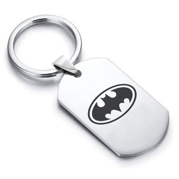 Stainless Steel Batman Dog Tag Keychain Circle Ring