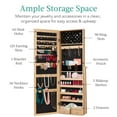 thumbnail image 3 of Best Choice Products Jewelry Armoire Cabinet, Full Length Mirror w/ Velvet Storage Interior, Lock - Natural Oak, 3 of 8