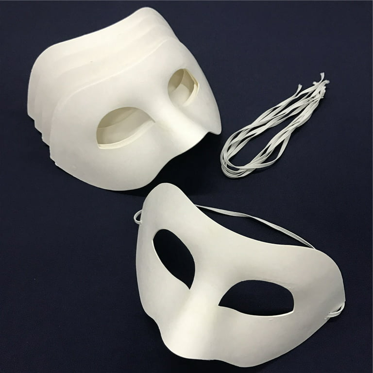 Aspire 6 Pcs Blank Paper Mache Mask for Halloween Costume Party, DIY White  Mask Paintable Face for Dance Cosplay Party Accessories 