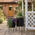 thumbnail image 3 of Decorative Flower Pots with Metal Stand for Home Decor - Modern Planters for Hallway, Entryway, and Living Room Decor - Indoor and Outdoor Pots for Plants Styling - Set of 2, 23", 19", Black, 3 of 12