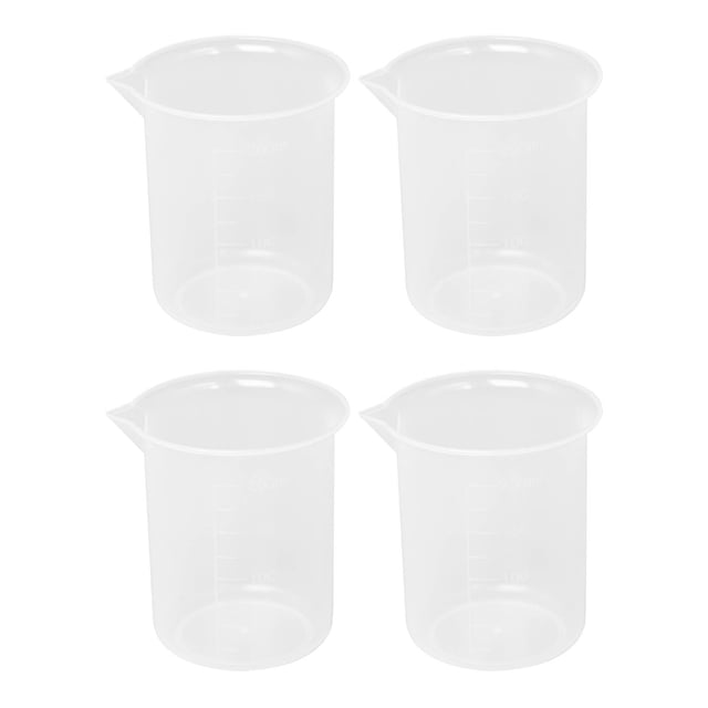 Cocina Laboratorio Graduado Vaso Espesan La Medidora de Plastico Transparente con Tapa Jarro 200ML 4Unids de Medicion