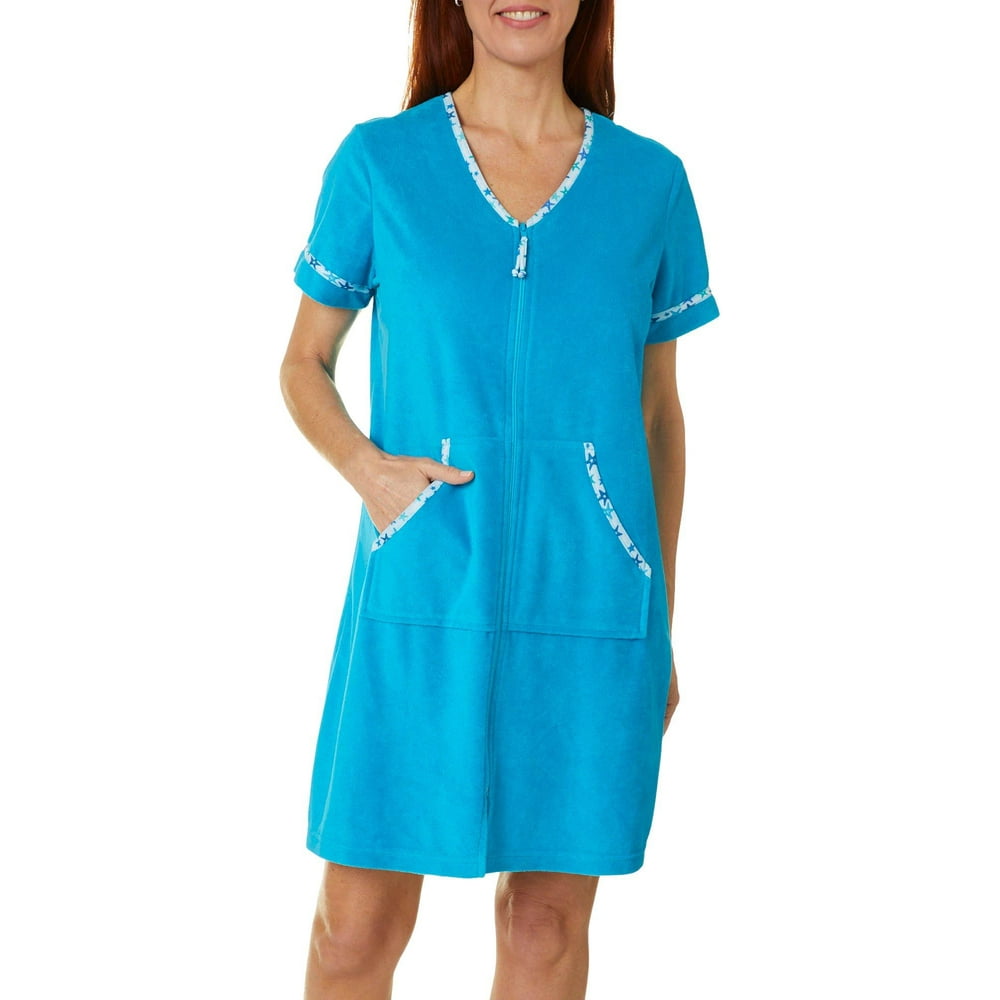 Coral Bay Coral Bay Womens Starfish Trim Zip Up Bath Robe Walmart