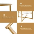 thumbnail image 3 of Demi Bonn 3-Piece Coffee Table Set, Rectangular Modern Coffee Table with Gold Print Metal Frame & 2-Tier Glass End Table Set of 2 with Faux Marble Storage Shelf, for Living Room, White, 3 of 11