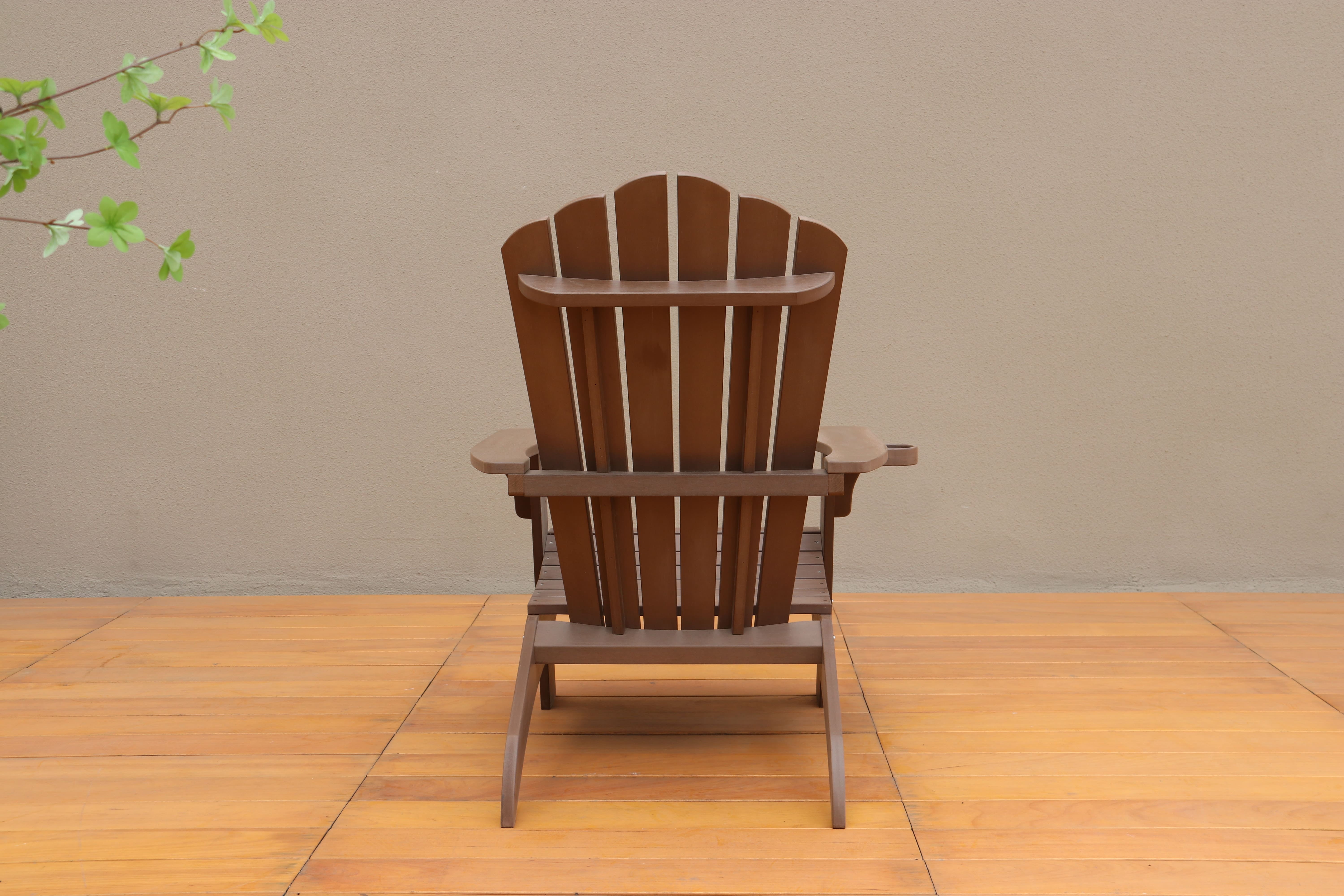 Modern Muse Polystyrene Adirondack Chair - Brown | Durable Outdoor Seating with Cup Holder | Weatherproof, Low Maintenance, and Stylish Design