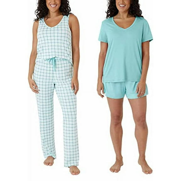 Eddie Bauer Womens 4-Piece Pajama Set Size: XL, Color: Aqua
