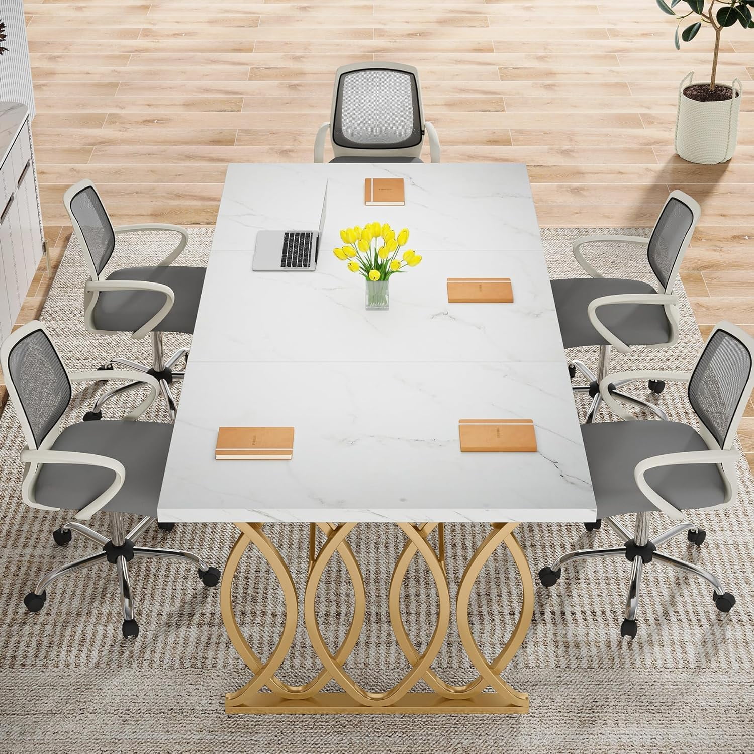 Tribesigns Executive Desk, 63 in. Large Computer Desk, Modern Writing Desk Conference Table Meeting Room Table
