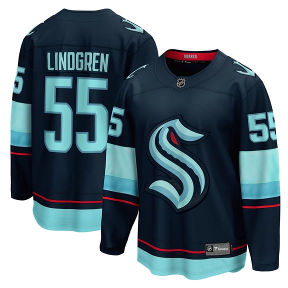 Men's Fanatics Ryan Lindgren Deep Sea Blue Seattle Kraken Home Breakaway Jersey