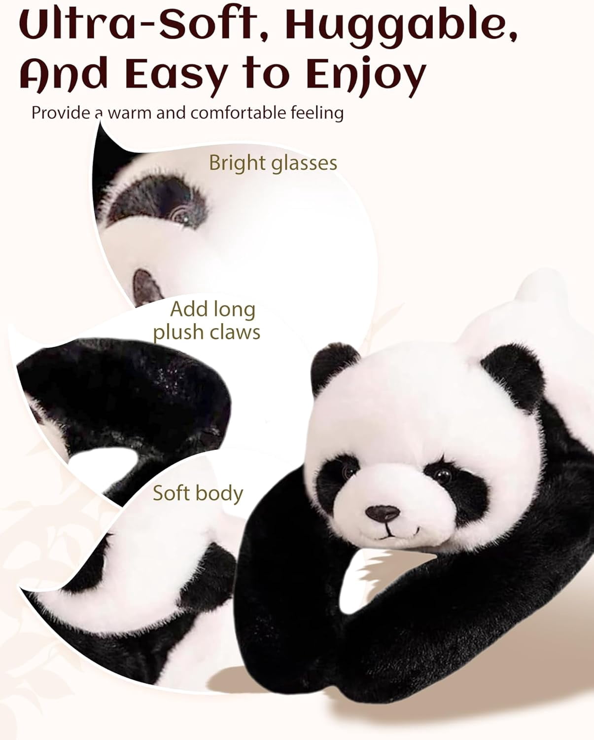 Weighted Stuffed Animal – Panda, Sloth, Bear, Koala, Raccoon & Dinosaur Plushie with Extra-Long Hugging Arms, Soft Huggable Stuffed Animal for Comfort (Panda, 25.6")