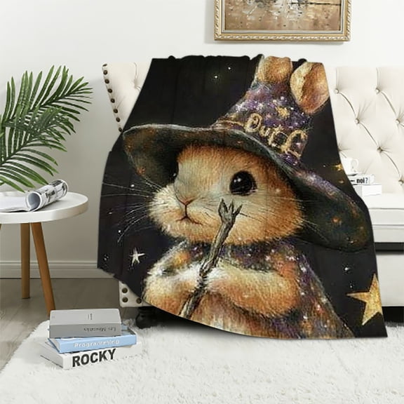 BCIIG Bunny Blanket - Soft Fuzzy Throw Blankets for Girls Crib Size Blanket for Bed & Couch - Black Cute Throws Gifts 40x50in