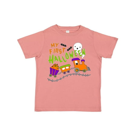 

Inktastic My First Halloween- train with pumpkins bats cat and ghost Gift Toddler Boy or Toddler Girl T-Shirt