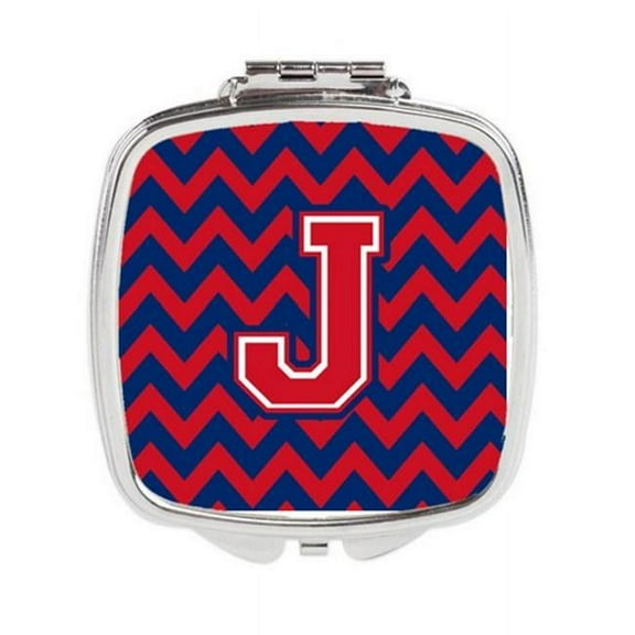 Letter J Chevron Yale Blue & Crimson Compact Mirror - Yale Blue & Crimson - 3in. H x 0.3in. W x 2.75in. L