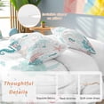 thumbnail image 2 of 3 Piece Coastal Turtle Duvet Cover Set Full Size,Microfiber Comforter/Quilt Cover with Corner Ties and 2 Pillowcases,Teal Green Ocean Coral Starfish Jellyfish All Season Bedding with Zipper Closure, 2 of 8