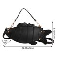 thumbnail image 2 of Hfppkn 3D Fish Shaped PU Leather Crossbody Bag Novelty Mini Shoulder Handbag for Party Daily Use 32x7x13cm Black, 2 of 7