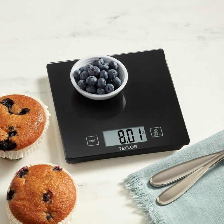 Taylor 11 lb Compact Glass Digital Kitchen and Food Scale, Black