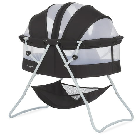 Dream On Me Karley Bassinet, Lightweight, Double Canopy, Sleeping pad Included, Black