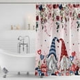 thumbnail image 2 of Pink Valentine's Day Shower Curtain Set - Extra Long 72" x 96" Washable Bathtub Curtain with 12 Hooks, Spring Floral Eucalyptus Leaves Gnomes Waterproof Fabric Shower Curtains for Bathroom Décor, 2 of 6