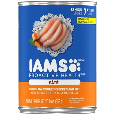 (12 Pack) IAMS PROACTIVE HEALTH SENIOR With Slow Cooked Chicken and Rice Pate Wet Dog Food 13.0 (Best Senior Dog Food 2019)
