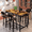 Brown, variant on MIERES Bar Table Set for 4 Kitchen Table and Chairs Set, Industrial Dinner Table with 4 PU Upholstered Stools Kitchen Pub Table for Kitchen, Space Saving, Restaurant (Rustic Brown and Black)