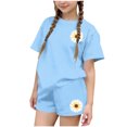 thumbnail image 2 of Fnooota Girls Summer Outfit Sets, School Short Sleeve Casual Girls' 2 Piece Sets Kids' Clothing Sets Blue Size 4-5 T, 2 of 6