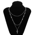 thumbnail image 4 of Multi-couches Collier Croix en Forme de Cou Pendentif Alliage Collier Chaîne Mode Collier Bijoux Argent, 4 of 8