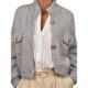 thumbnail image 1 of Suéteres Tipo Cárdigan Cortos para Mujer, de Punto Grueso, con Botones, Larga, Cuello Alto y Abertura Frontal, Chaquetas Holgadas. Gris L, 1 of 8