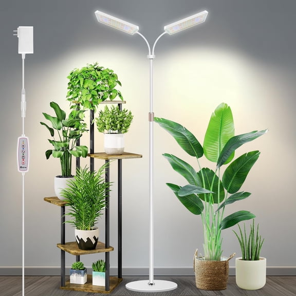 Grow Lights for Indoor Plants, 306 LED Full Spectrum Plant Light with Stand,Height Adjustable 24-68 in for Growing Large Tall Plants, 4/8/12/16H Timer,3 Lighting Modes,5 Brightness (2 Heads)