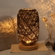 thumbnail image 4 of Lámpara de mesa LED de madera nórdica farol de ratán para Wdftyju dormitorio mesita de noche escritorio decoración de sala de estar iluminación interior Blanco cálid, 4 of 6