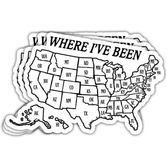 3Pcs Where I've Been Map Sticker Funny Where I Have Been Travel Journal Stickers Where Ive Been USA Map Sticker United States Map Visited Gift Decal for Laptop Bottle Phone Car Hard Hat 3"x3"