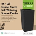 thumbnail image 2 of Tierra Verde Citadel Stucco Self Watering Square Planter, 13.5" x 26", Black, 2 of 7