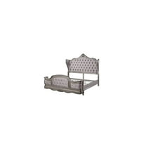 HomeStock Medieval Moods Queen Bed in Velvet & Antique Platinum Finish